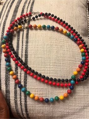 Set of 3 Multicolor Beaded Necklace - Vibrant Rainbow Women’s Jewelry
